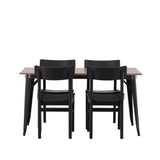 Jídelní stůl Tempe - Černá / Ořech MDF + Jídelní židle Montros - Přírodní / Přírodní kaučukové dřevo _4