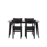 Jídelní stůl Tempe - Černá / Ořech MDF + Jídelní židle Montros - Přírodní / Přírodní kaučukové dřevo _4