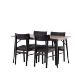 Jídelní stůl Tempe - Černá / Ořech MDF + Jídelní židle Montros - Přírodní / Přírodní kaučukové dřevo _4