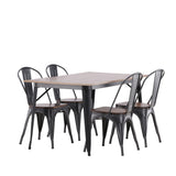 Jídelní stůl Tempe - Černá / Ořech MDF + Jídelní židle Tempe - Tmavě šedá / Tmavě hnědá MDF _4