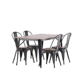 Jídelní stůl Tempe - Černá / Ořech MDF + Jídelní židle Tempe - Tmavě šedá / Tmavě hnědá MDF _4
