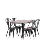 Jídelní stůl Tempe - Černá / Ořech MDF + Jídelní židle Tempe - Tmavě šedá / Tmavě hnědá MDF _4