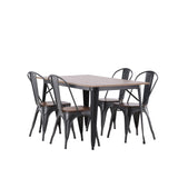 Jídelní stůl Tempe - Černá / Ořech MDF + Jídelní židle Tempe - Tmavě šedá / Tmavě hnědá MDF _4