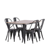Jídelní stůl Tempe - Černá / Ořech MDF + Jídelní židle Tempe - Matná černá / Kov _4