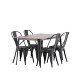 Jídelní stůl Tempe - Černá / Ořech MDF + Jídelní židle Tempe - Matná černá / Kov _4