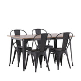 Jídelní stůl Tempe - Černá / Ořech MDF + Jídelní židle Tempe - Matná černá / Kov _4