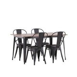 Jídelní stůl Tempe - Černá / Ořech MDF + Jídelní židle Tempe - Matná černá / Kov _4