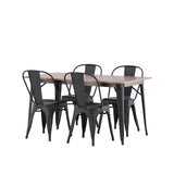 Jídelní stůl Tempe - Černá / Ořech MDF + Jídelní židle Tempe - Matná černá / Kov _4