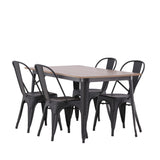 Jídelní stůl Tempe - Černá / Ořech MDF + Jídelní židle Tempe - Matná černá / Kov _4