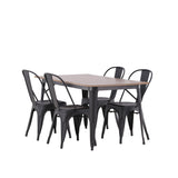 Jídelní stůl Tempe - Černá / Ořech MDF + Jídelní židle Tempe - Matná černá / Kov _4