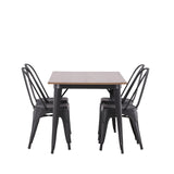 Jídelní stůl Tempe - Černá / Ořech MDF + Jídelní židle Tempe - Matná černá / Kov _4