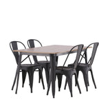Jídelní stůl Tempe - Černá / Ořech MDF + Jídelní židle Tempe - Matná černá / Kov _4