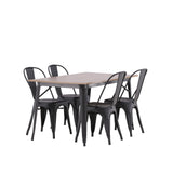 Jídelní stůl Tempe - Černá / Ořech MDF + Jídelní židle Tempe - Matná černá / Kov _4