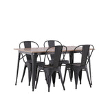 Jídelní stůl Tempe - Černá / Ořech MDF + Jídelní židle Tempe - Matná černá / Kov _4