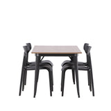 Jídelní stůl Tempe – černá / ořechová MDF + jídelní židle Ursholmen – černý polypropylen _4