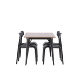 Jídelní stůl Tempe – černá / ořechová MDF + jídelní židle Ursholmen – černý polypropylen _4