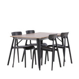 Jídelní stůl Tempe – černá / ořechová MDF + jídelní židle Ursholmen – černý polypropylen _4