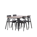 Jídelní stůl Tempe – černá / ořechová MDF + jídelní židle Ursholmen – černý polypropylen _4