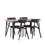 Jídelní stůl Tempe – černá / ořechová MDF + jídelní židle Ursholmen – černý polypropylen _4