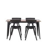 Jídelní stůl Tempe – černá / ořechová MDF + jídelní židle Ursholmen – černý polypropylen _4