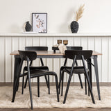 Jídelní stůl Tempe – černá / ořechová MDF + jídelní židle Ursholmen – černý polypropylen _4