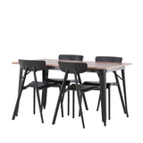 Jídelní stůl Tempe – černá / ořechová MDF + jídelní židle Ursholmen – černý polypropylen _4