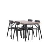 Jídelní stůl Tempe – černá / ořechová MDF + jídelní židle Ursholmen – černý polypropylen _4