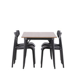 Jídelní stůl Tempe – černá / ořechová MDF + jídelní židle Ursholmen – černý polypropylen _4