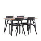 Jídelní stůl Tempe – černá / ořechová MDF + jídelní židle Ursholmen – černý polypropylen _4