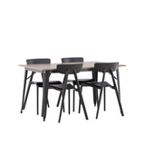 Jídelní stůl Tempe – černá / ořechová MDF + jídelní židle Ursholmen – černý polypropylen _4