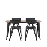 Jídelní stůl Tempe – černá / ořechová MDF + jídelní židle Ursholmen – černý polypropylen _4