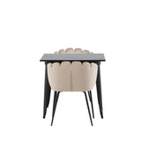 Jídelní stůl Tempe - Černá / Černá MDF + Židle Limhamn - Černá / Béžová Velvet _2