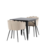 Jídelní stůl Tempe - Černá / Černá MDF + Židle Limhamn - Černá / Béžová Velvet _2
