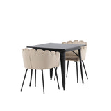 Jídelní stůl Tempe - Černá / Černá MDF + Židle Limhamn - Černá / Béžová Velvet _2
