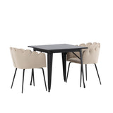 Jídelní stůl Tempe - Černá / Černá MDF + Židle Limhamn - Černá / Béžová Velvet _2