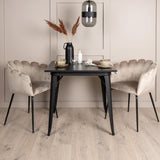 Jídelní stůl Tempe - Černá / Černá MDF + Židle Limhamn - Černá / Béžová Velvet _2