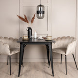 Jídelní stůl Tempe - Černá / Černá MDF + Židle Limhamn - Černá / Béžová Velvet _2