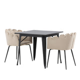 Jídelní stůl Tempe - Černá / Černá MDF + Židle Limhamn - Černá / Béžová Velvet _2