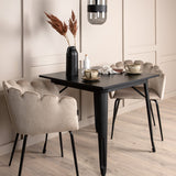 Jídelní stůl Tempe - Černá / Černá MDF + Židle Limhamn - Černá / Béžová Velvet _2