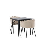 Jídelní stůl Tempe - Černá / Černá MDF + Židle Limhamn - Černá / Béžová Velvet _2