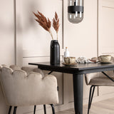 Jídelní stůl Tempe - Černá / Černá MDF + Židle Limhamn - Černá / Béžová Velvet _2