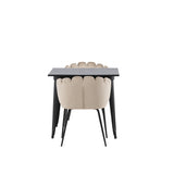 Jídelní stůl Tempe - Černá / Černá MDF + Židle Limhamn - Černá / Béžová Velvet _2