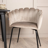 Jídelní stůl Tempe - Černá / Černá MDF + Židle Limhamn - Černá / Béžová Velvet _2