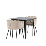 Jídelní stůl Tempe - Černá / Černá MDF + Židle Limhamn - Černá / Béžová Velvet _2