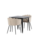 Jídelní stůl Tempe - Černá / Černá MDF + Židle Limhamn - Černá / Béžová Velvet _2