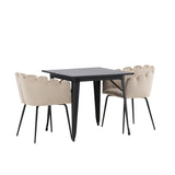 Jídelní stůl Tempe - Černá / Černá MDF + Židle Limhamn - Černá / Béžová Velvet _2