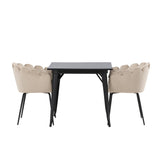 Jídelní stůl Tempe - Černá / Černá MDF + Židle Limhamn - Černá / Béžová Velvet _2