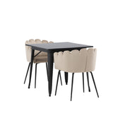 Jídelní stůl Tempe - Černá / Černá MDF + Židle Limhamn - Černá / Béžová Velvet _2