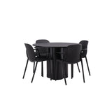OliviaJídelní stůl-Black/BlackVeneer+BaltimoreJídelní židle-Černá/BlackPlastic_4