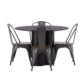 OliviaJídelní stůl-Black/BlackVeneer+TempeJídelní židle-tmavě šedá/tmavěhnědáMDF_4